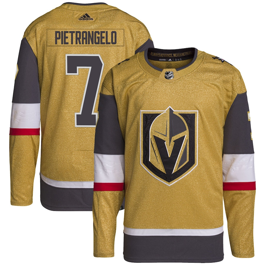 Men's Vegas Golden Knights Alex Pietrangelo adidas Gold Home Primegreen Authentic Player Jersey