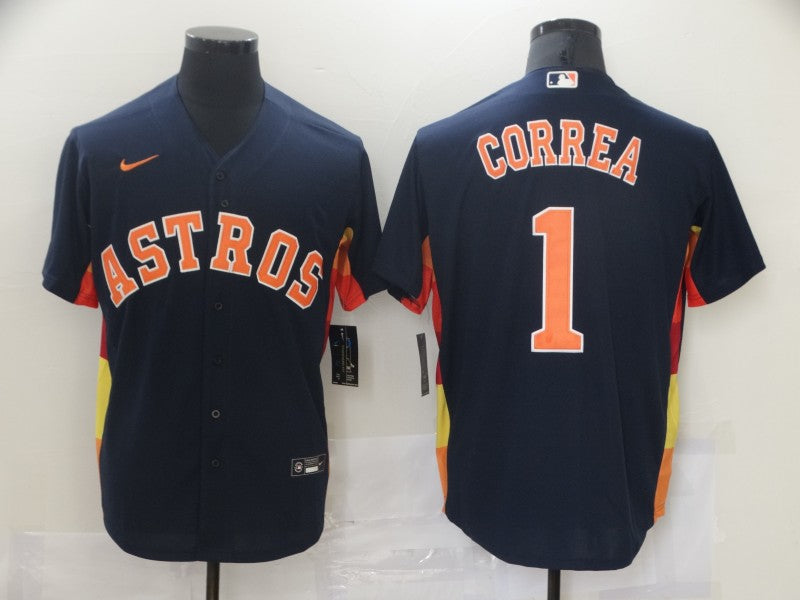Men's Houston Astros Carlos Correa #1 Navy Alternate Player Name Jersey