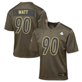 Youth Pittsburgh Steelers T.J. Watt Nike Olive 2025 Salute to Service Game Jersey