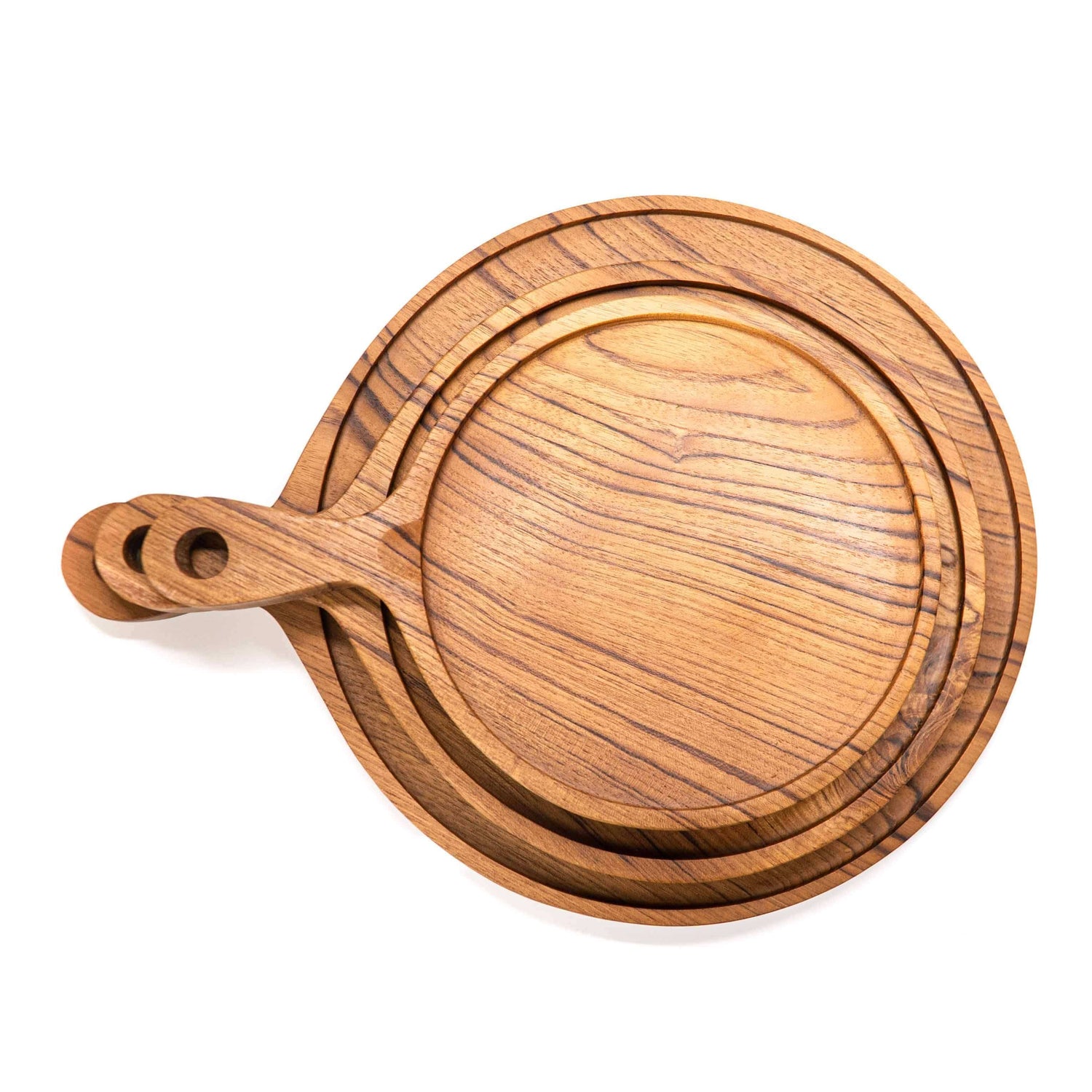 10 Inch Teak Wood Pizza Board with Handle & Rim