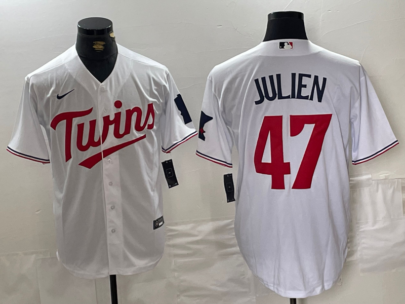 Men's Minnesota Twins Edouard Julien #47 White Home Player Jersey