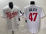 Men's Minnesota Twins Edouard Julien #47 White Home Player Jersey