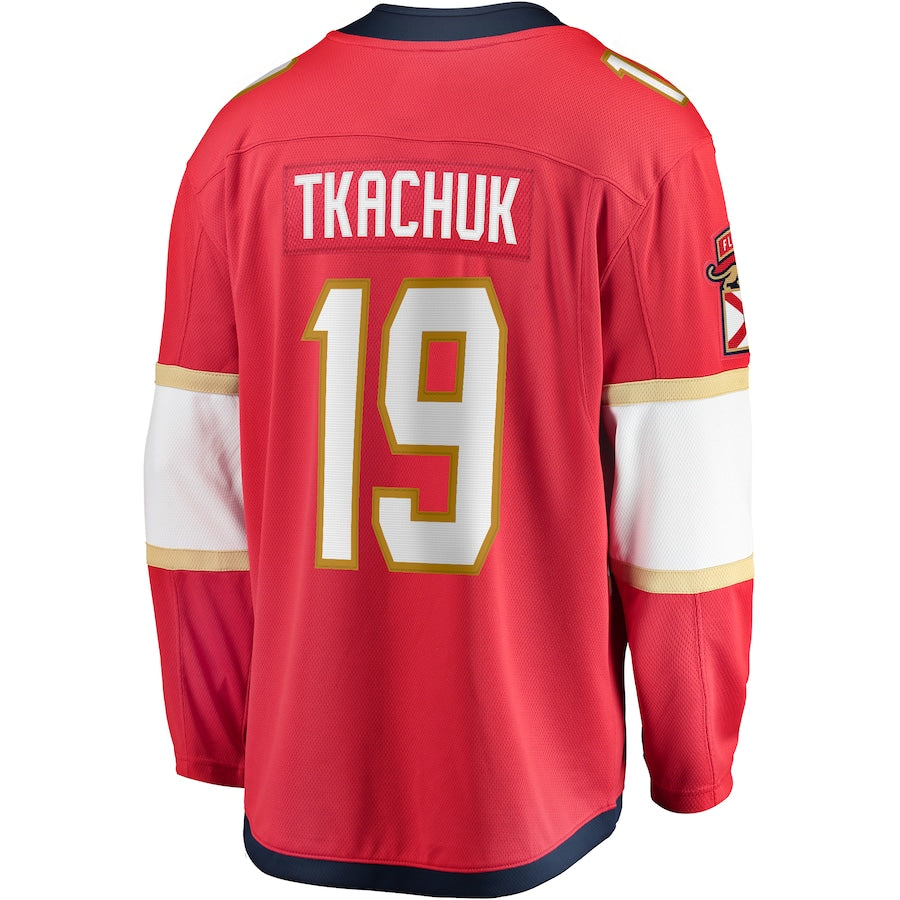 Matthew Tkachuk Florida Panthers   Home 2024 Stanley Cup Champions Breakaway  Jersey – Red