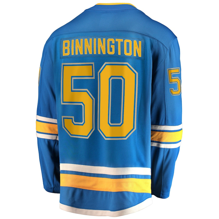 Men's St. Louis Blues Jordan Binnington Fanatics Blue Alternate Premier Breakaway Player Jersey