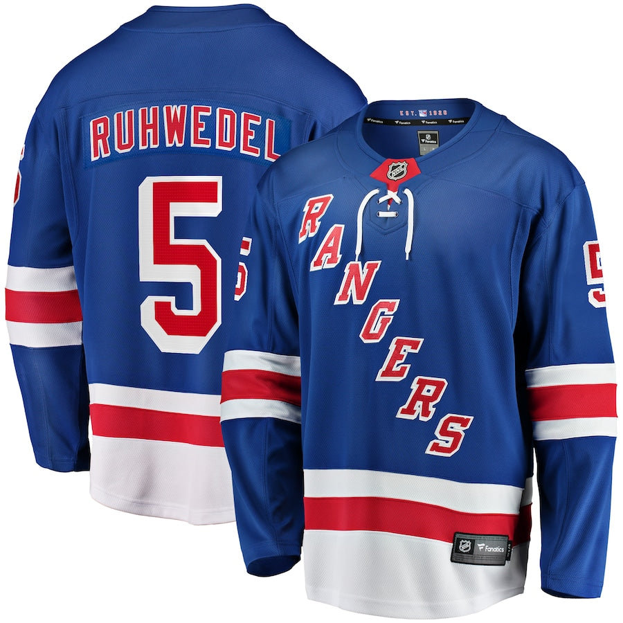 Chad Ruhwedel New York Rangers   Home Premier Breakaway  Jersey - Blue