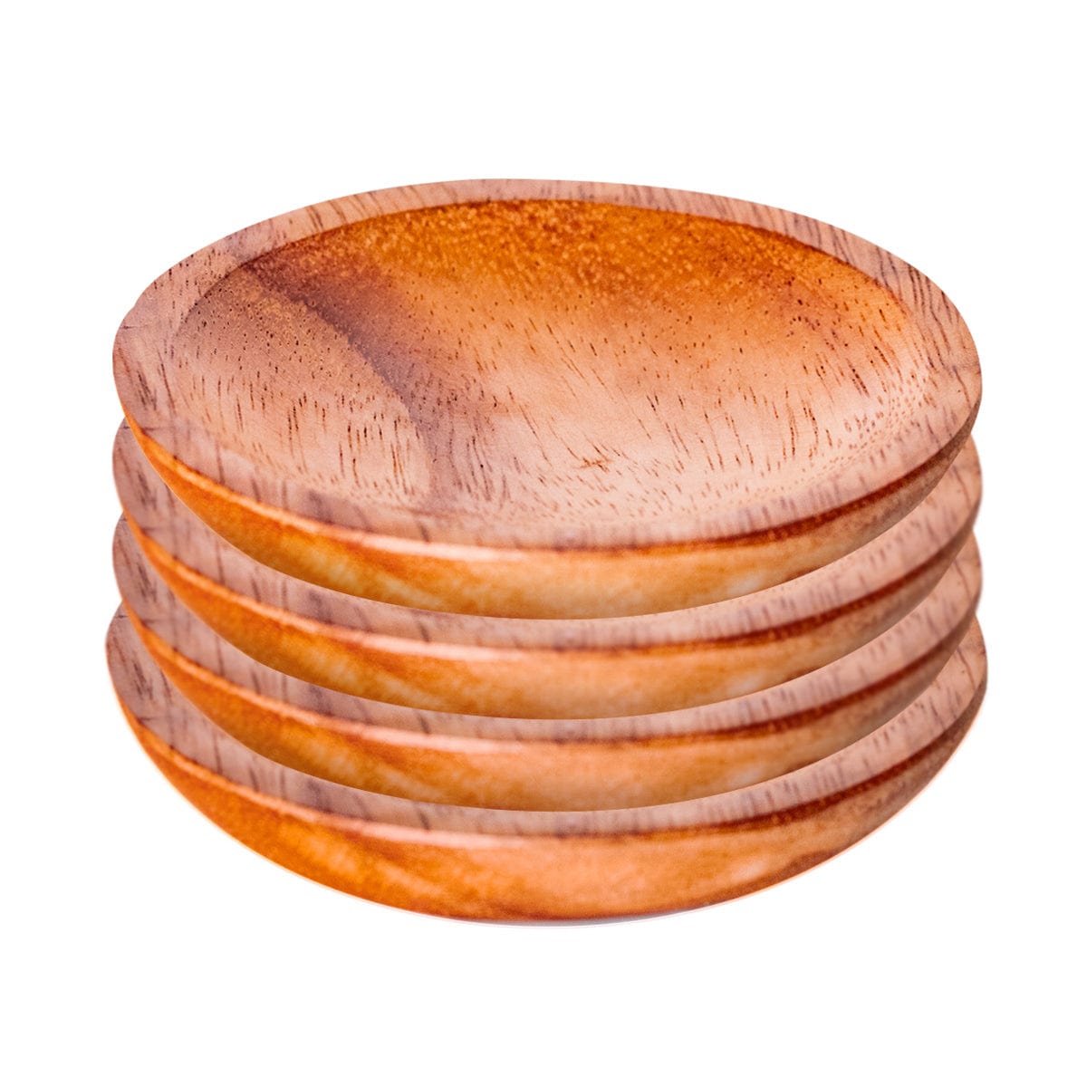 4-Pc Acacia Wood Round Coaster Set