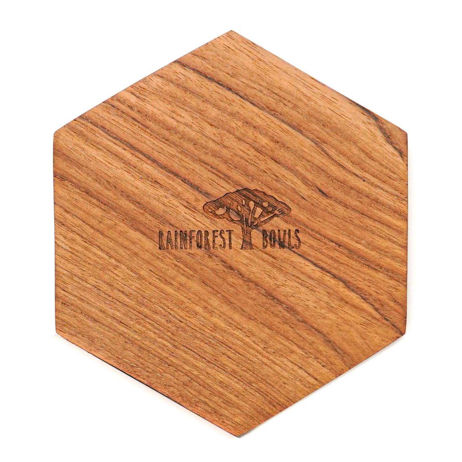 4-Pc Hexagon Teak Wood Coaster Set