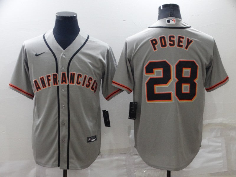 Men's San Francisco Giants Buster Posey #28 Gray Baseball Jersey