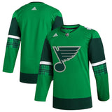 Men's St. Louis Blues adidas Kelly Green 2023 St. Patrick's Day Primegreen Authentic Jersey