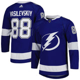 Men's Tampa Bay Lightning Andrei Vasilevskiy adidas Blue Primegreen Authentic Player Jersey