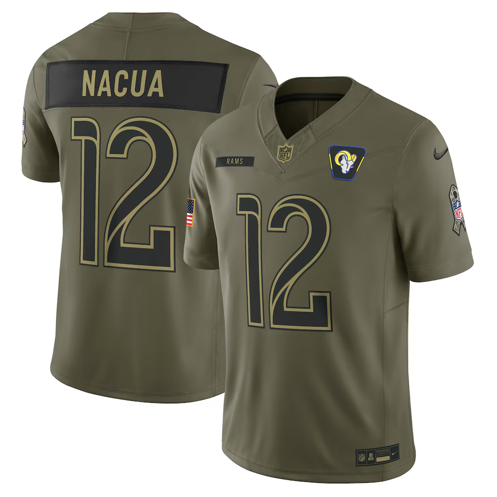 Men's Los Angeles Rams Puka Nacua Nike Olive 2025 Salute to Service Limited Jersey