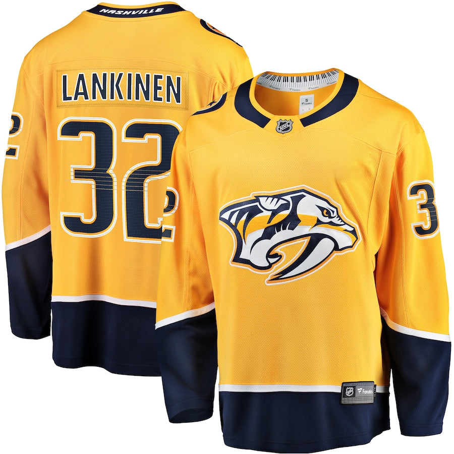 Kevin Lankinen Nashville Predators   Home Breakaway  Jersey - Gold