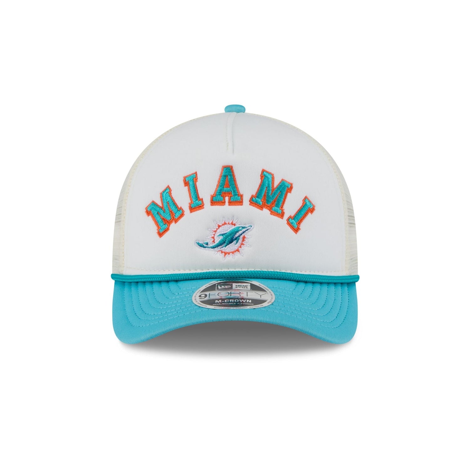 Miami Dolphins Chrome Arch 9FORTY M-Crown A-Frame Trucker Hat