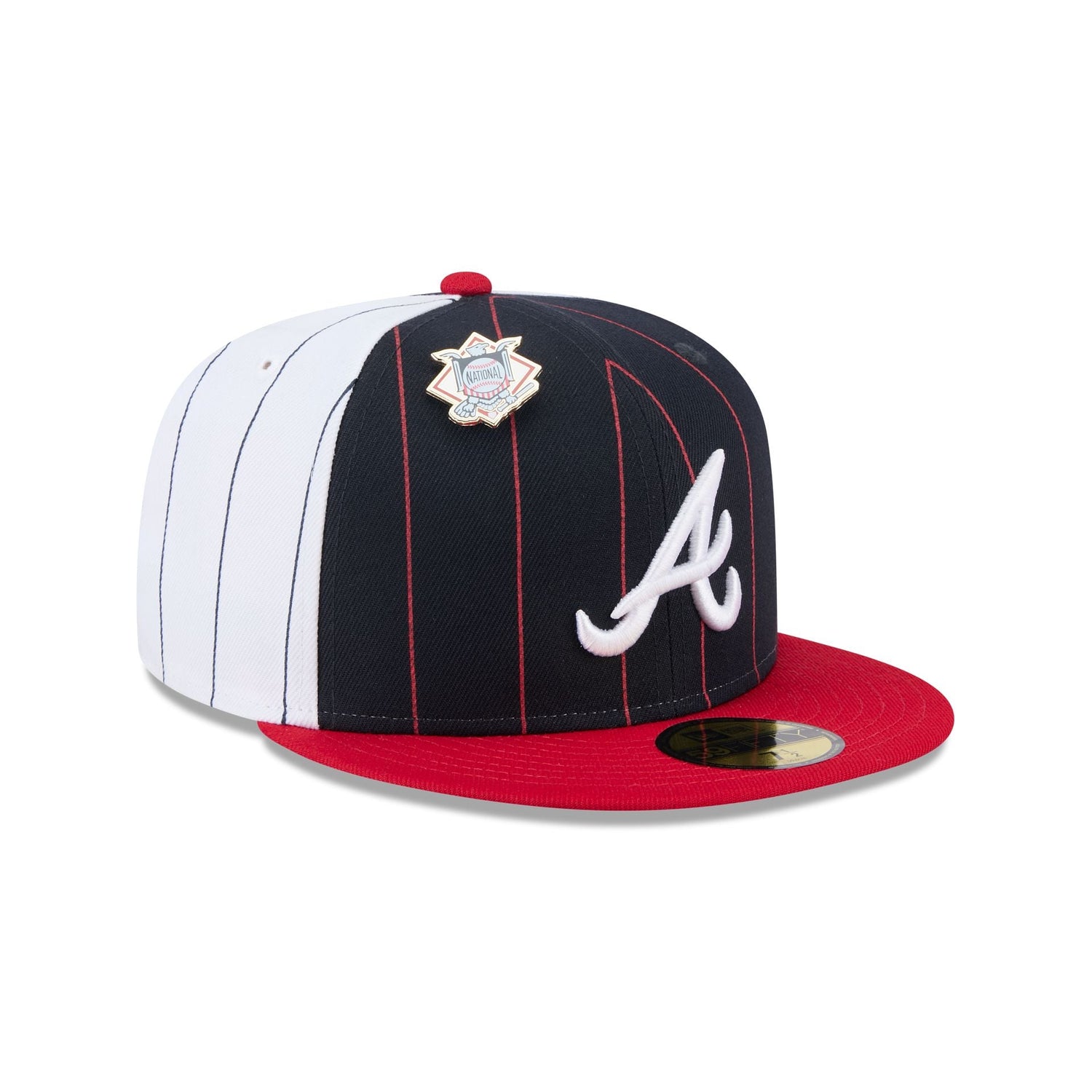 Atlanta Braves Pinstripe League Pin 59FIFTY Fitted Hat