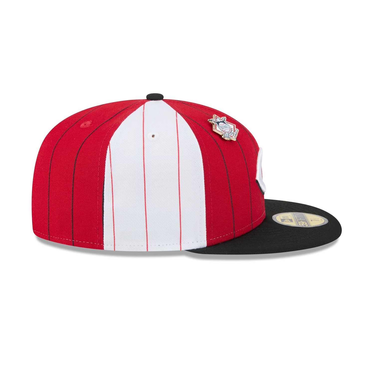 Cincinnati Reds Pinstripe League Pin 59FIFTY Fitted Hat