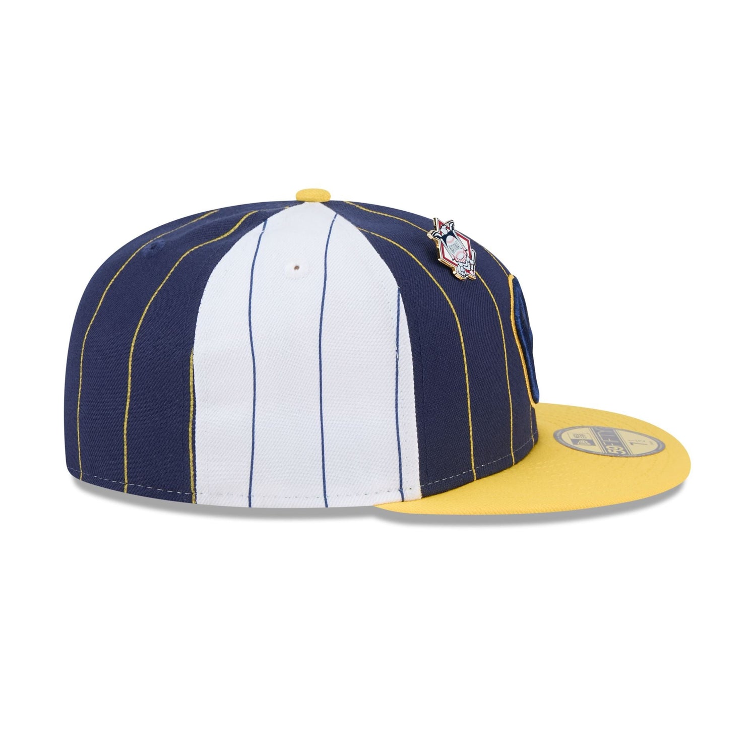 Milwaukee Brewers Pinstripe League Pin 59FIFTY Fitted Hat
