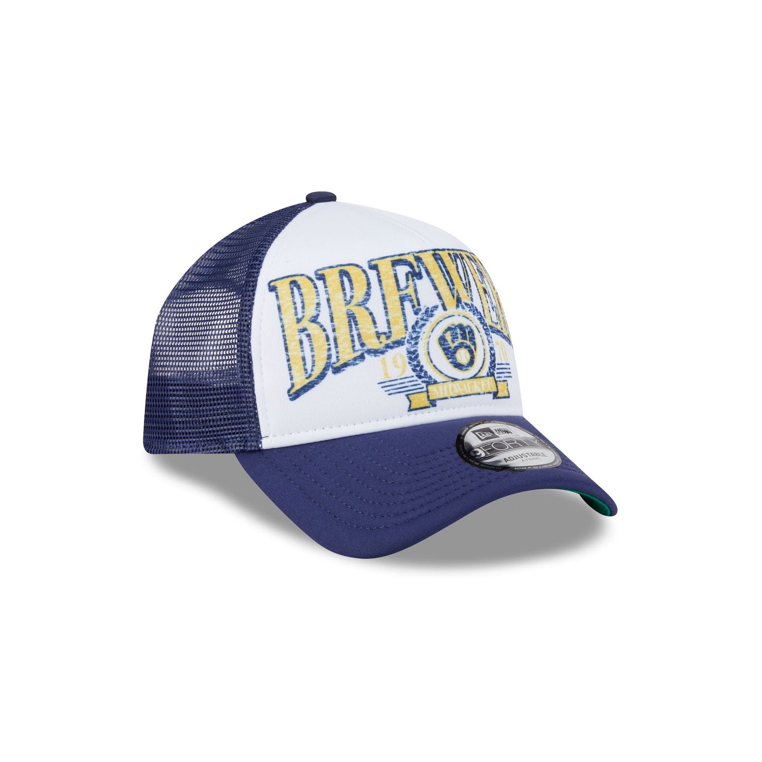 Milwaukee Brewers Distressed 9FORTY A-Frame Trucker Hat
