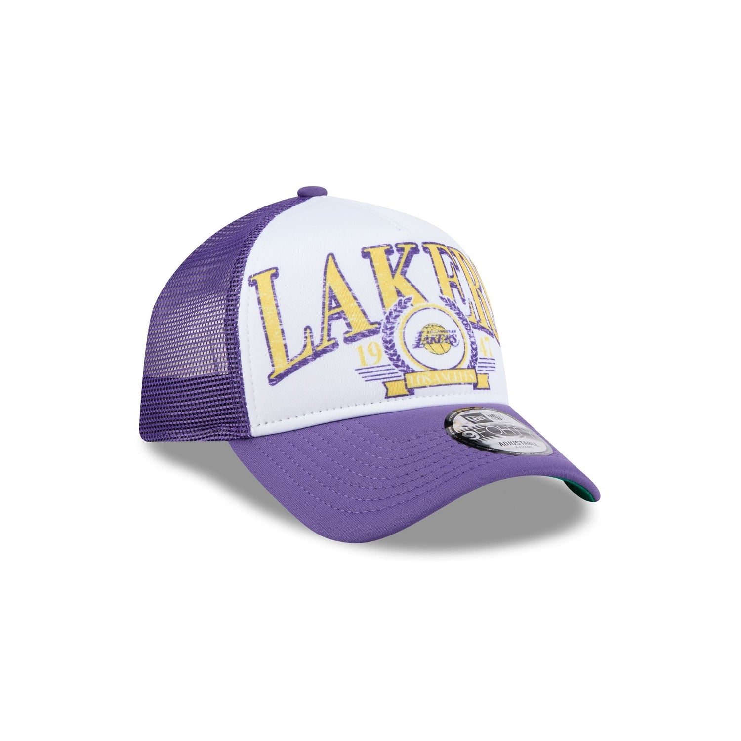 Los Angeles Lakers Distressed 9FORTY A-Frame Trucker Hat
