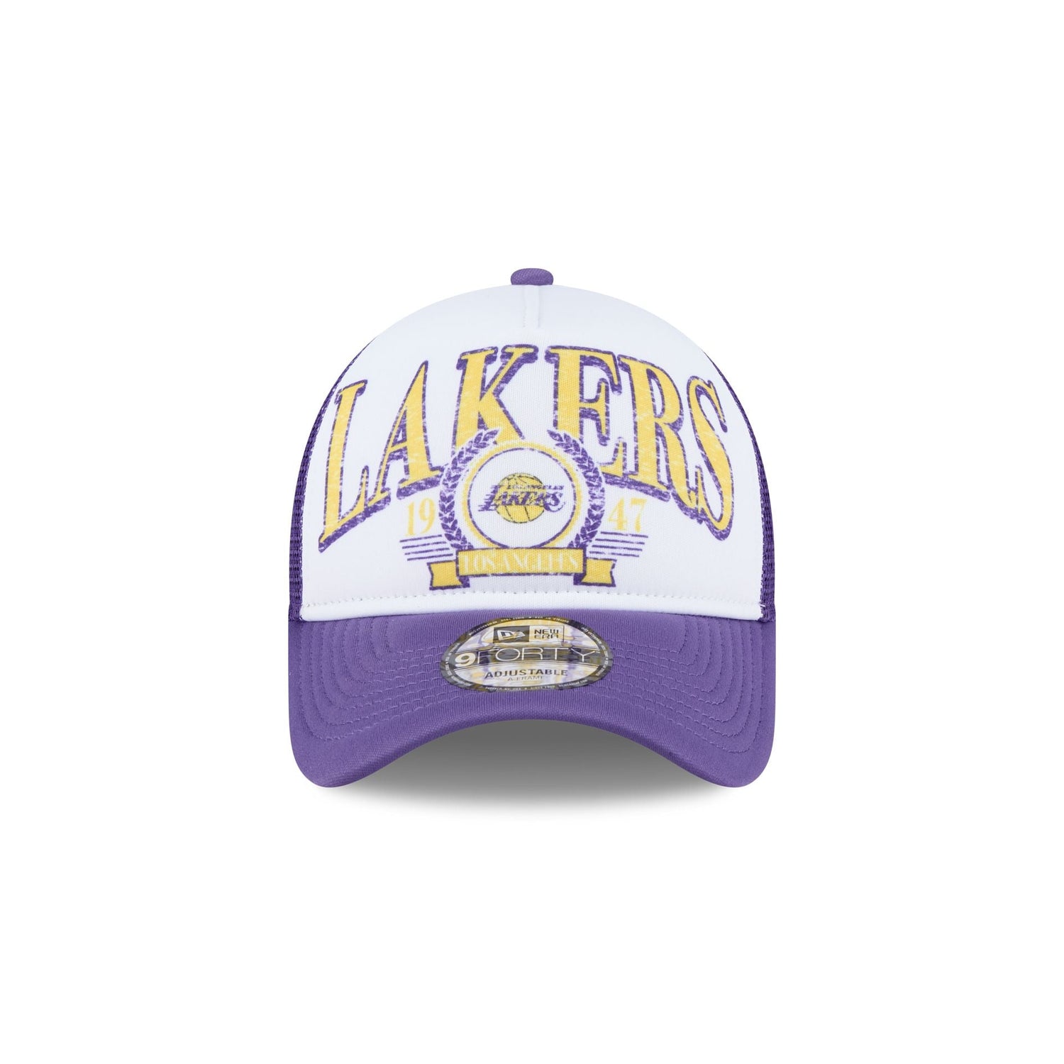 Los Angeles Lakers Distressed 9FORTY A-Frame Trucker Hat