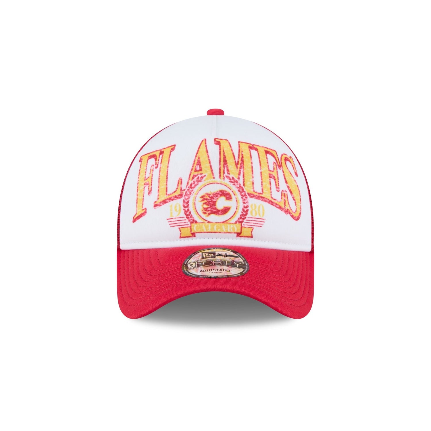 Calgary Flames Distressed 9FORTY A-Frame Trucker Hat