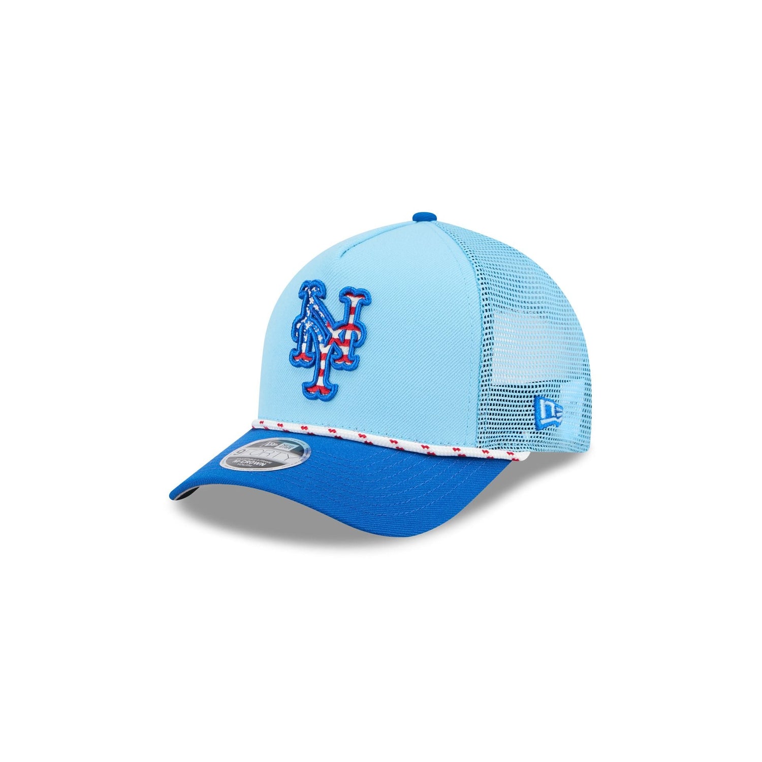 New York Mets Independence Day 2025 Kids 9FORTY M-Crown A-Frame Trucker Hat