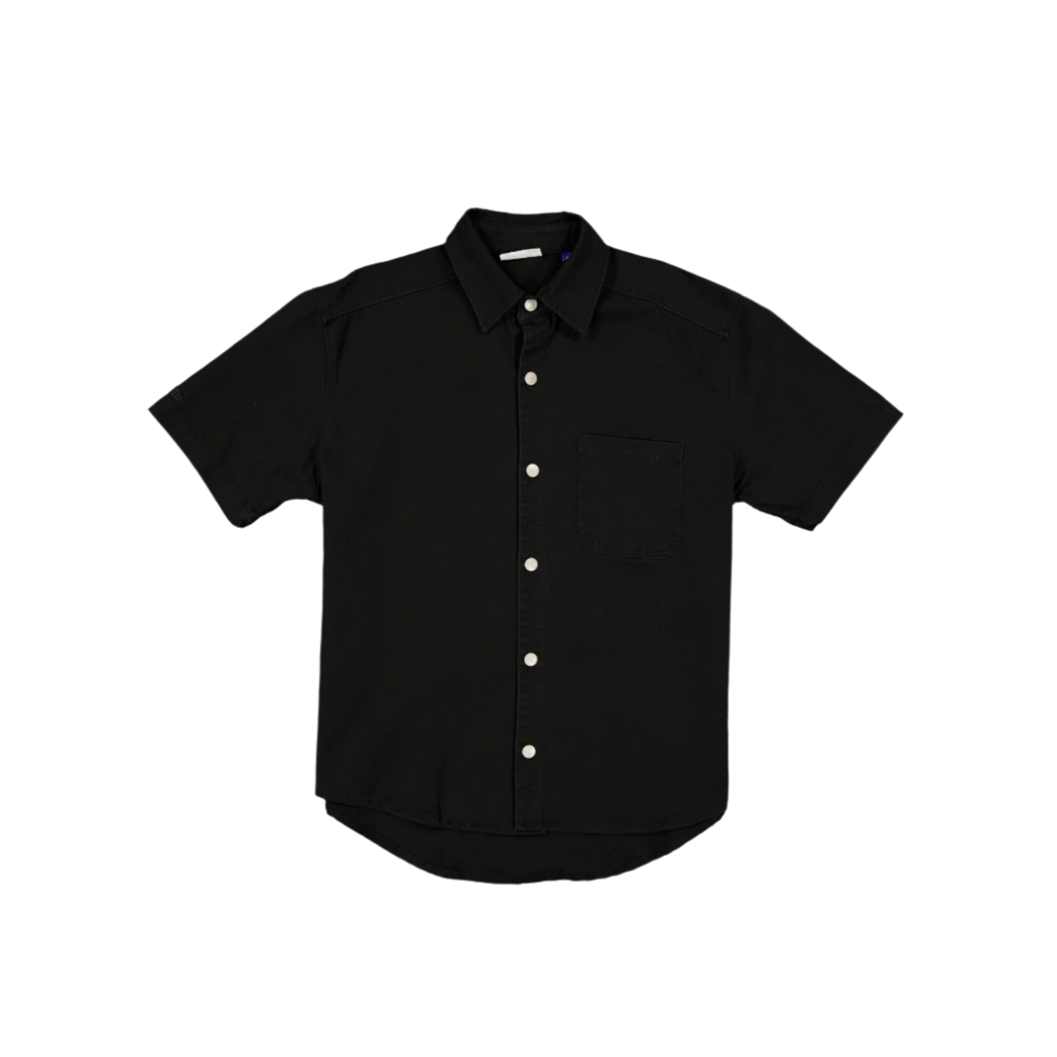 New Era Branded Ellicott Black Twill Half Sleeve Button Up Shirt
