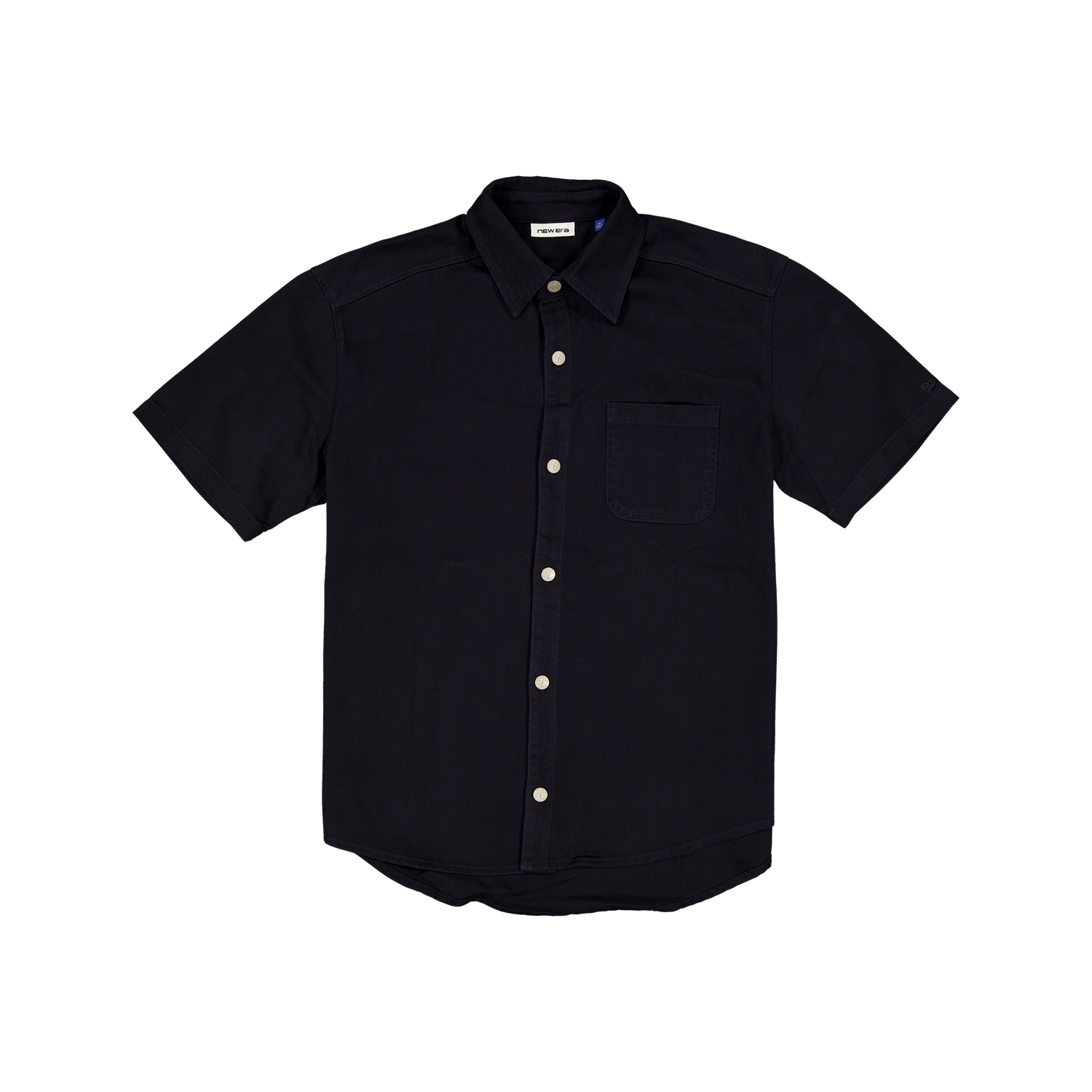 New Era Branded Brushed Cotton Navy Button Up Shirt