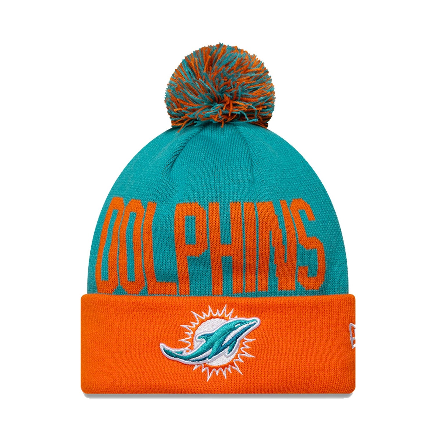 Miami Dolphins Madrid Game Team Pom Knit Hat