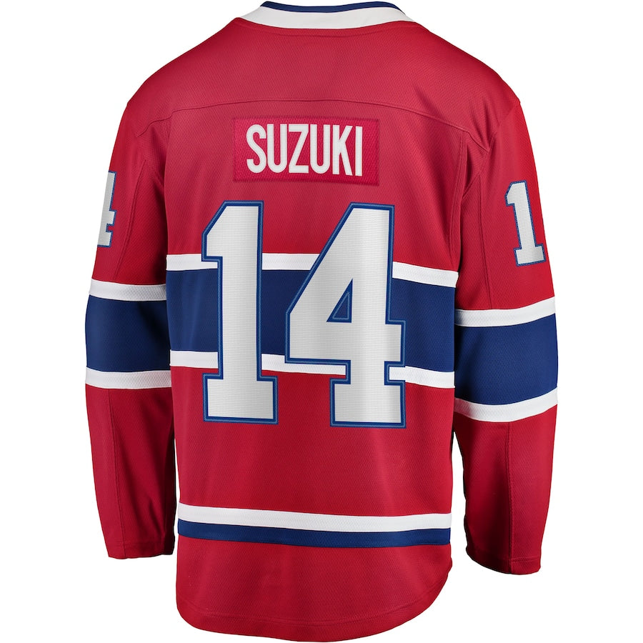 Nick Suzuki Montreal Canadiens   Home Captain Patch Breakaway  Jersey - Red