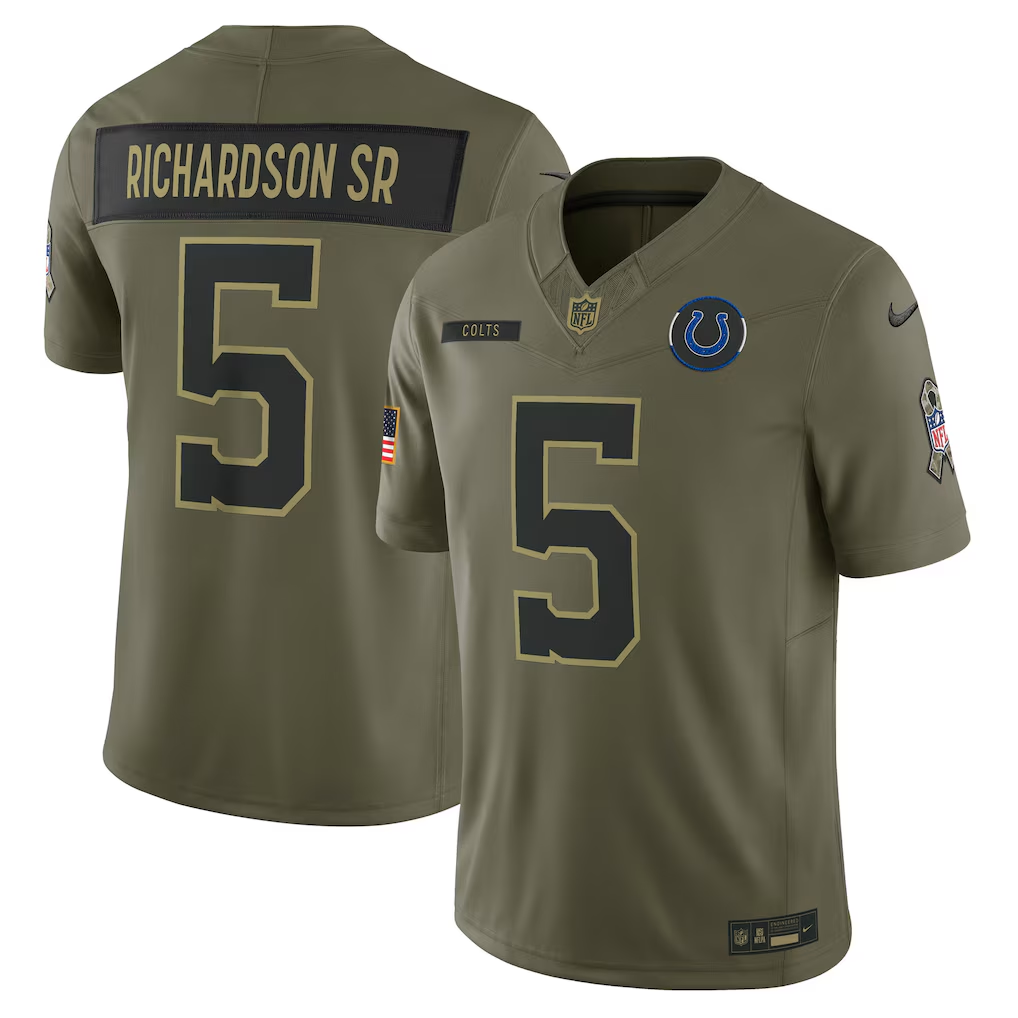 Men's Indianapolis Colts Anthony Richardson Sr. Nike Olive 2025 Salute to Service Limited Jersey