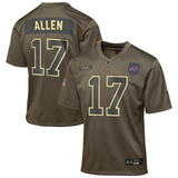 Youth Buffalo Bills Josh Allen Nike Olive 2025 Salute to Service Game Jersey