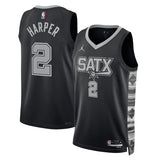 Maglia Jordan Brand Statement Edition Swingman dei San Antonio Spurs, prima scelta al Draft NBA 2025 - Nera - Dylan Harper - Unisex