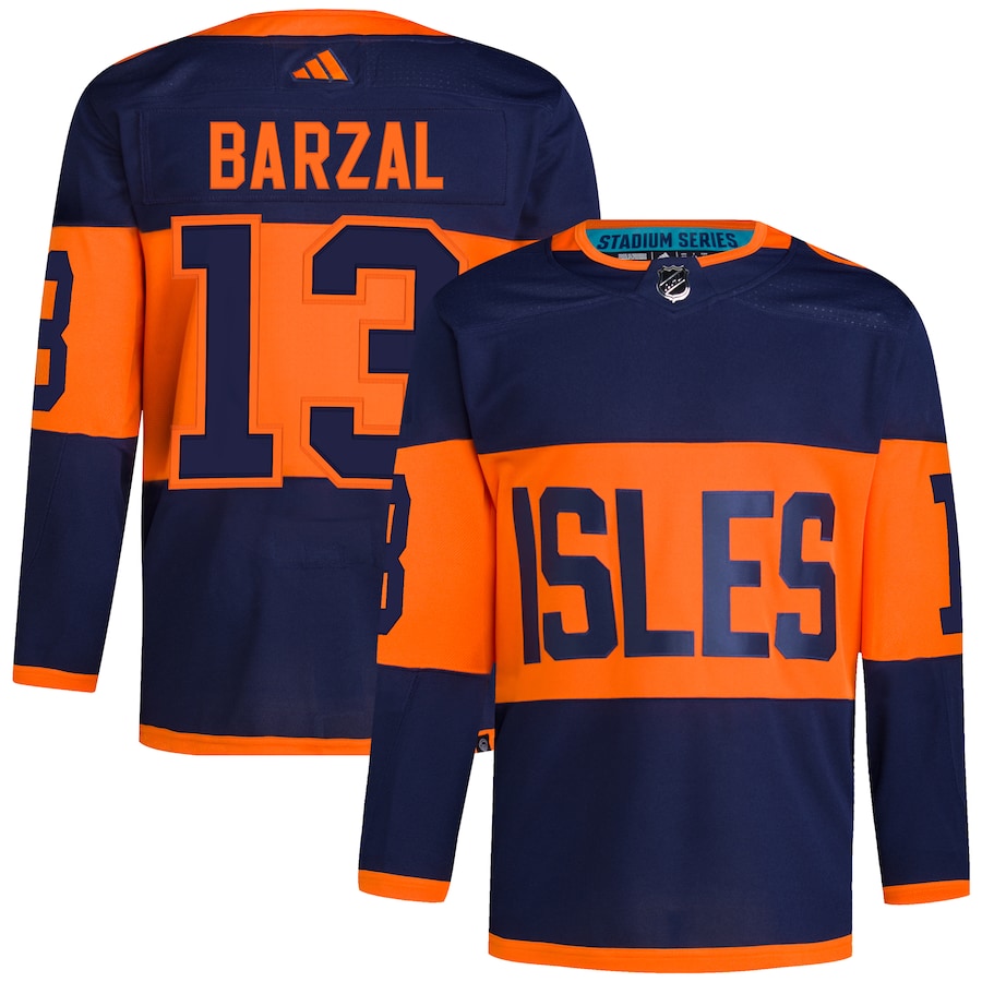 Mathew Barzal New York Islanders   2024 NHL Stadium Series Primegreen   Jersey – Navy