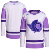 Ottawa Senators   Hockey Fights Cancer Primegreen   Blank Practice Jersey - White/Purple