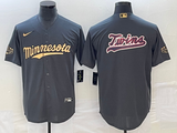 Men's Minnesota Twins Dark Grey Player Logo Jersey