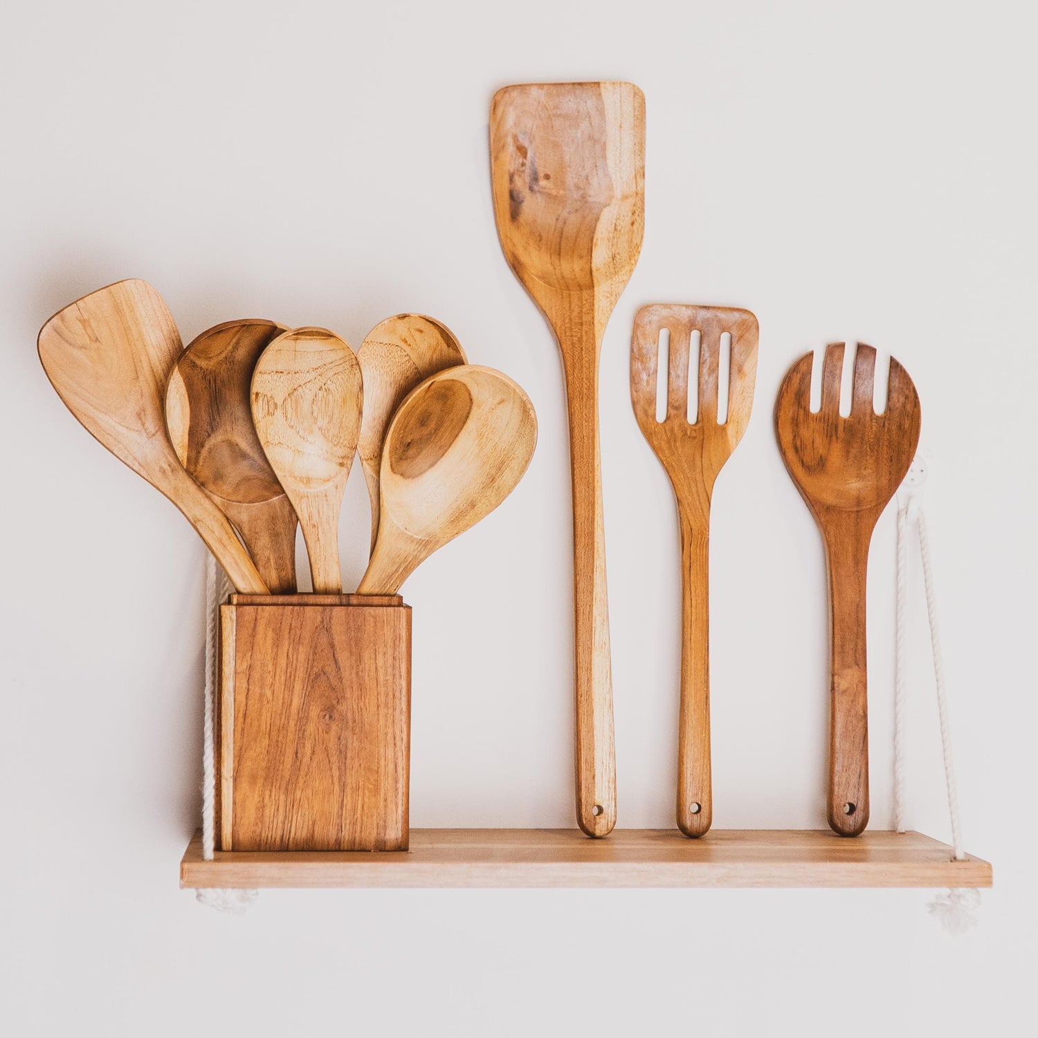 8-Pc Teak Wood Cooking Utensils Set