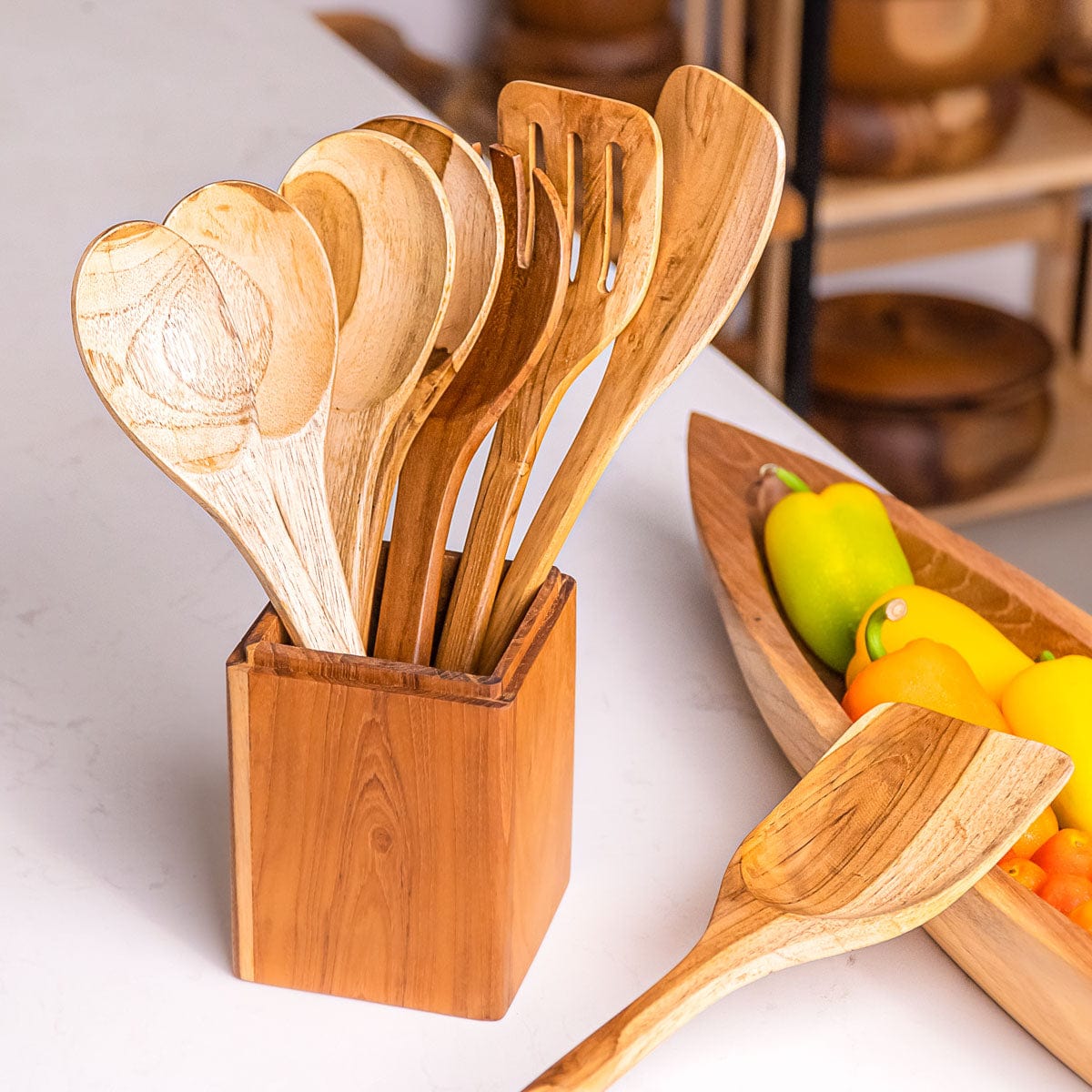 8-Pc Teak Wood Cooking Utensils Set