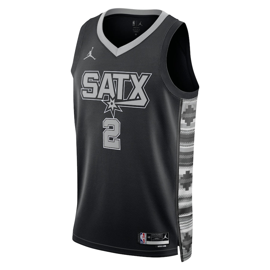 Maglia Jordan Brand Statement Edition Swingman dei San Antonio Spurs, prima scelta al Draft NBA 2025 - Nera - Dylan Harper - Unisex