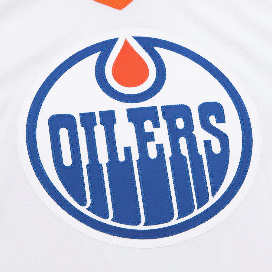 Men's Edmonton Oilers Wayne Gretzky Mitchell & Ness White Captain Patch 1986/87 Power Play Player Jersey (Copy)