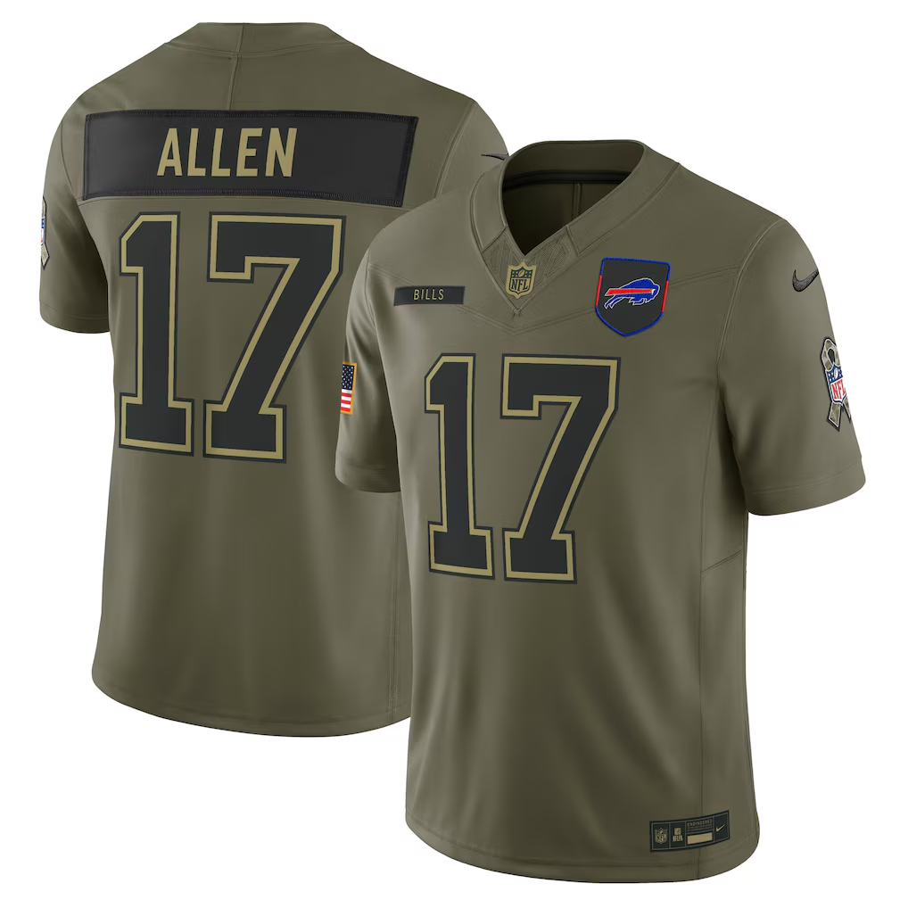 Men's Buffalo Bills Josh Allen Nike Olive 2025 Salute to Service Limited Jersey