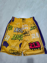 JUST DON Los Angeles Lakers Graffiti Style Pocket Shorts
