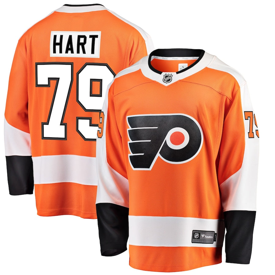 Men's Philadelphia Flyers Carter Hart Fanatics Orange Home Premier Breakaway Player Jersey