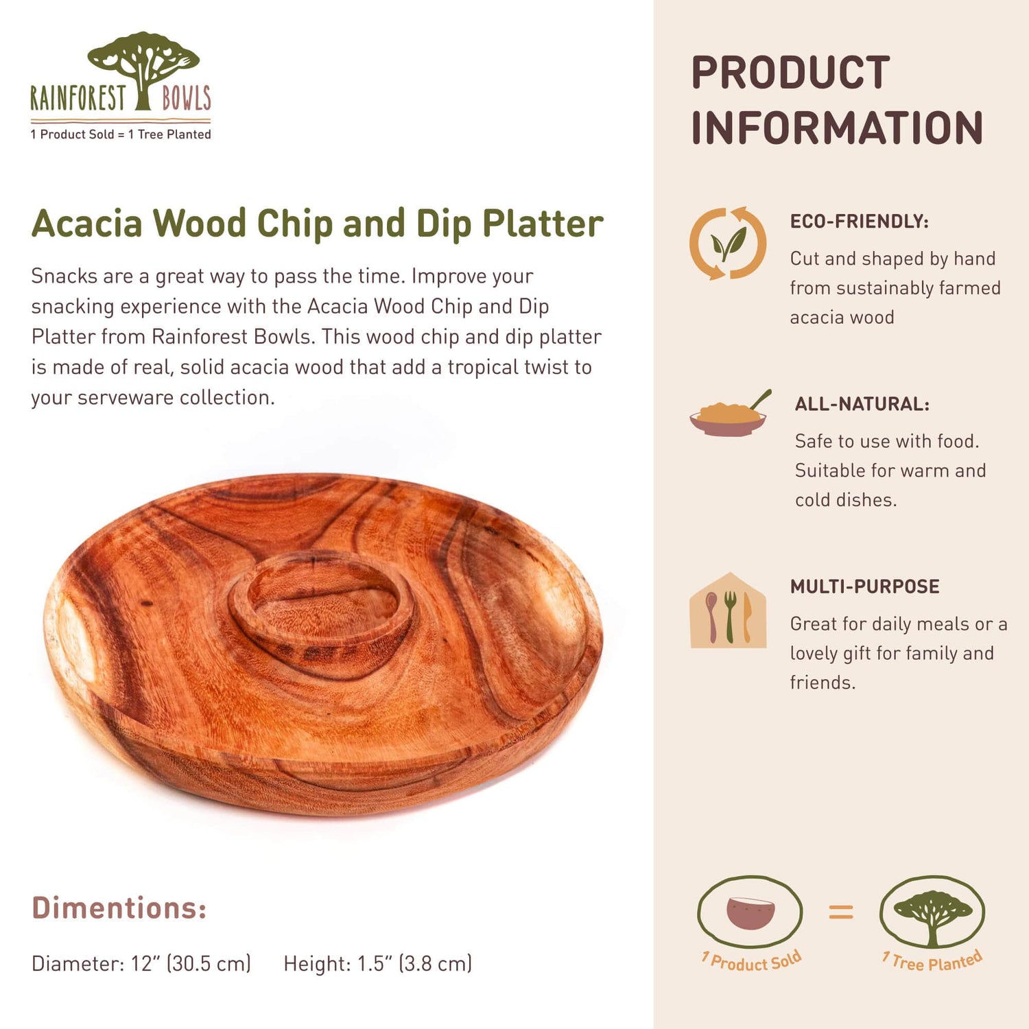 Acacia Wood Chip and Dip Platter