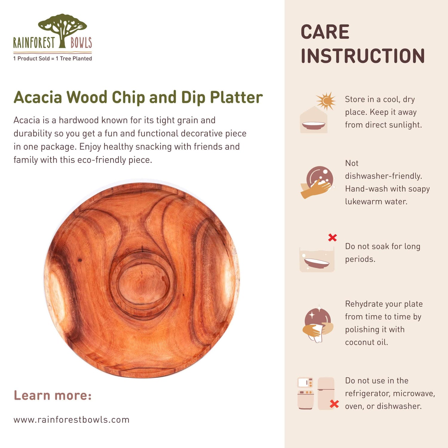 Acacia Wood Chip and Dip Platter