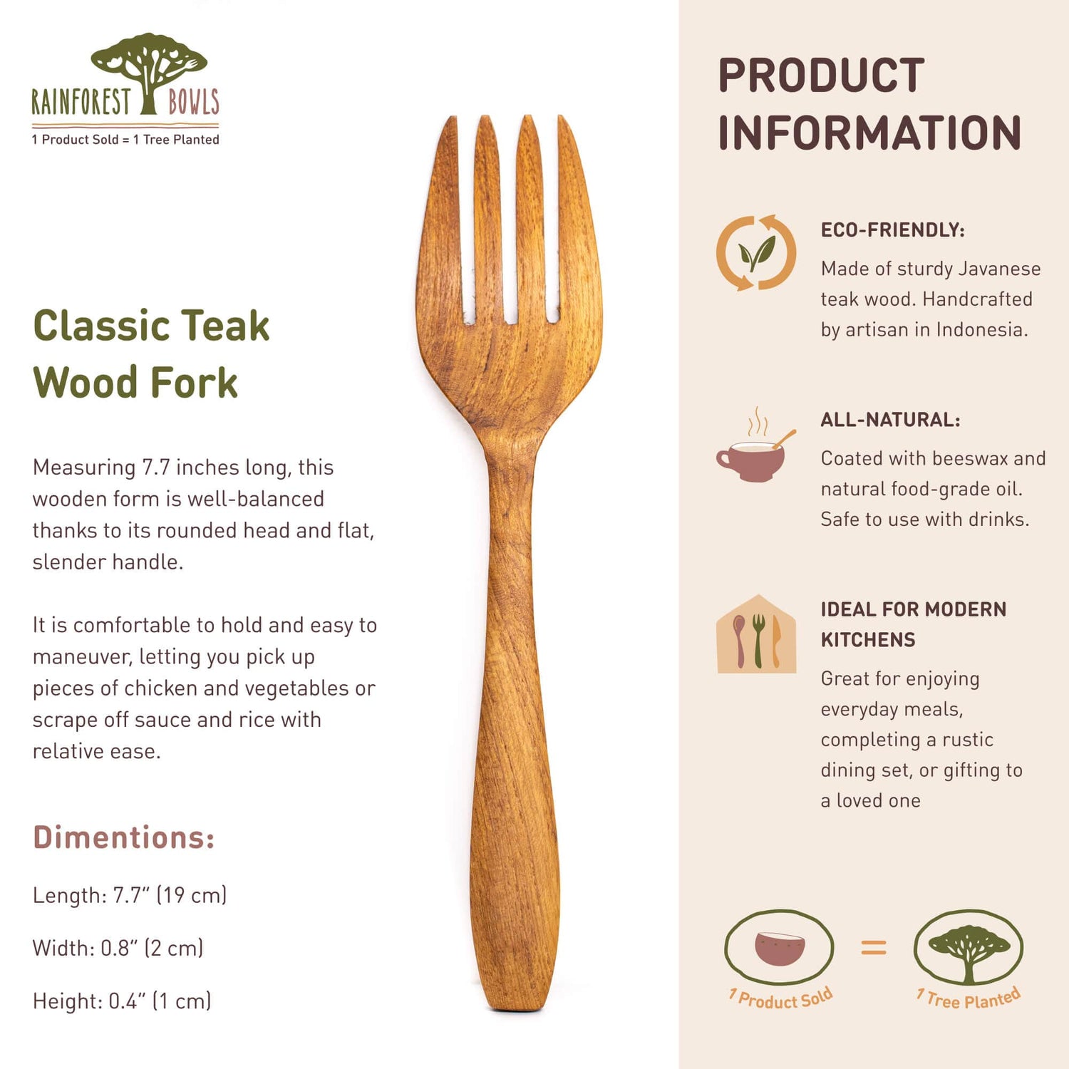 Classic Teak Wood Fork