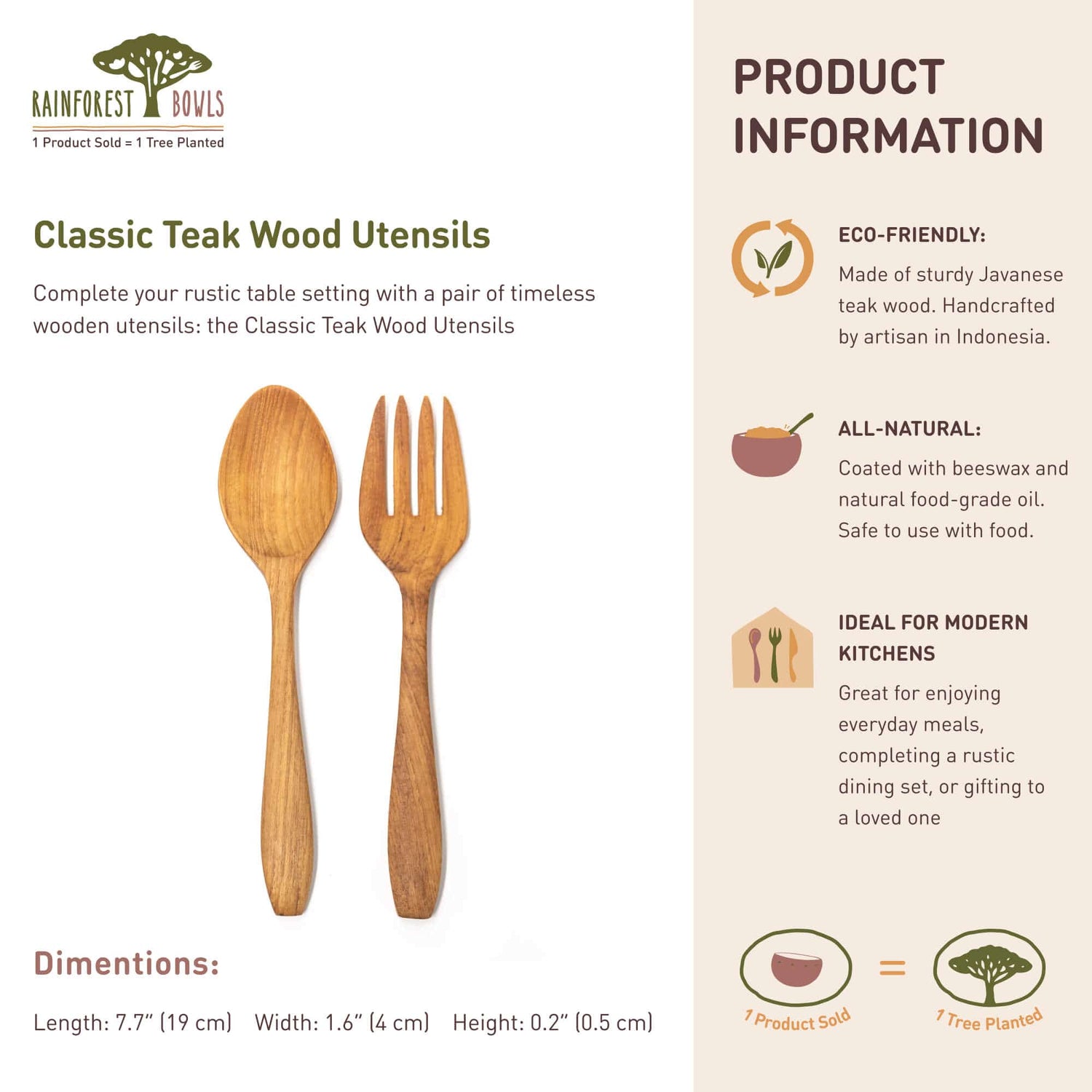 Classic Teak Wood Utensils