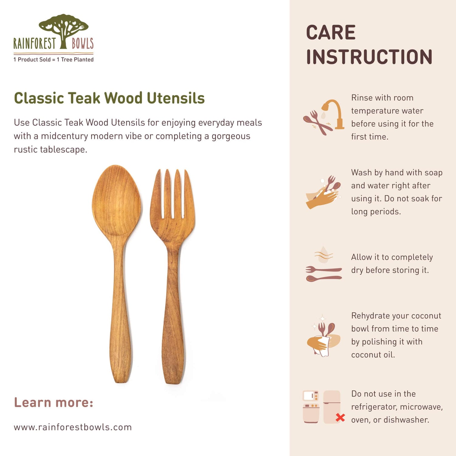 Classic Teak Wood Utensils
