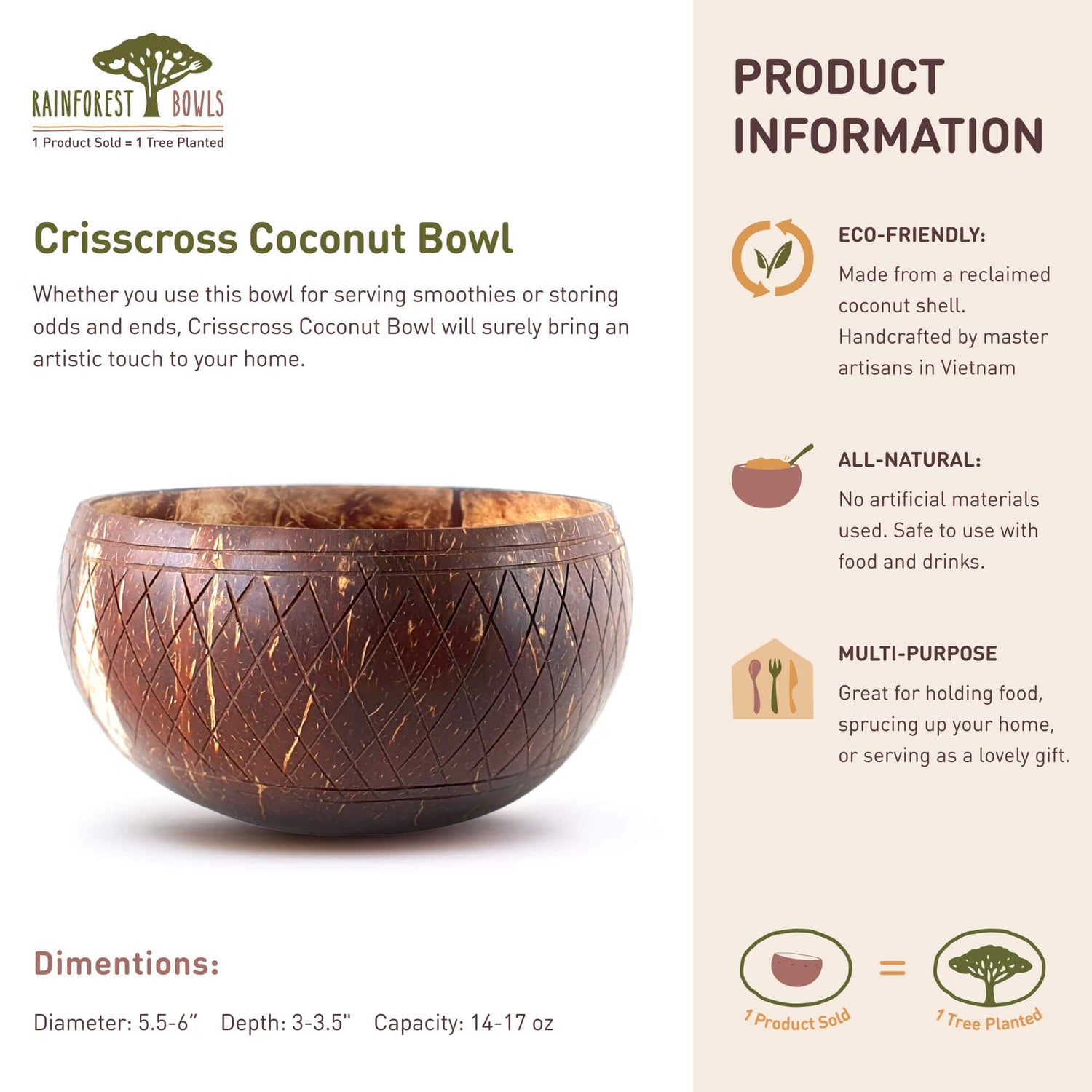 Crisscross Coconut Bowl Kitchen Serve Set of 2