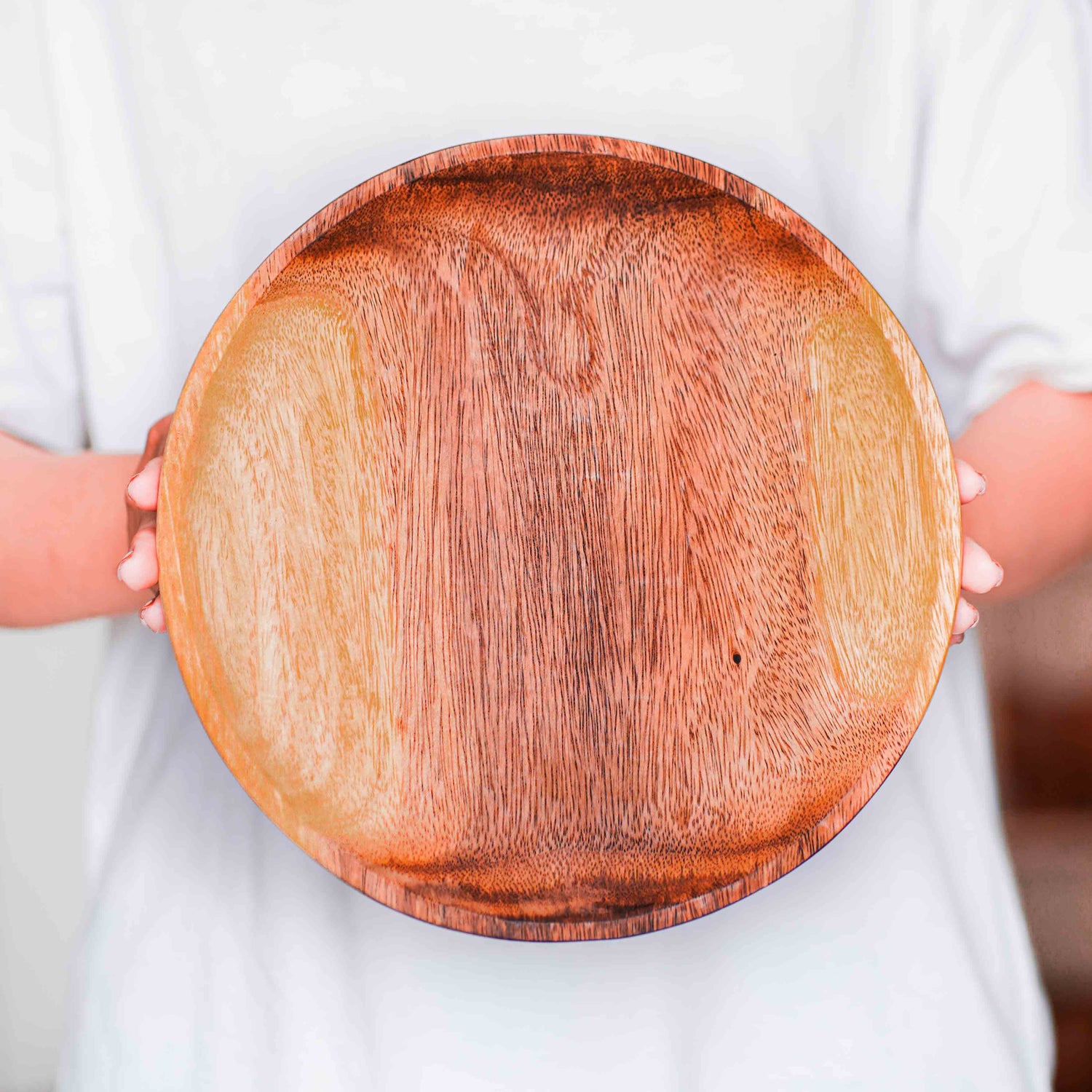 Round Classic Acacia Wood Salad Plate