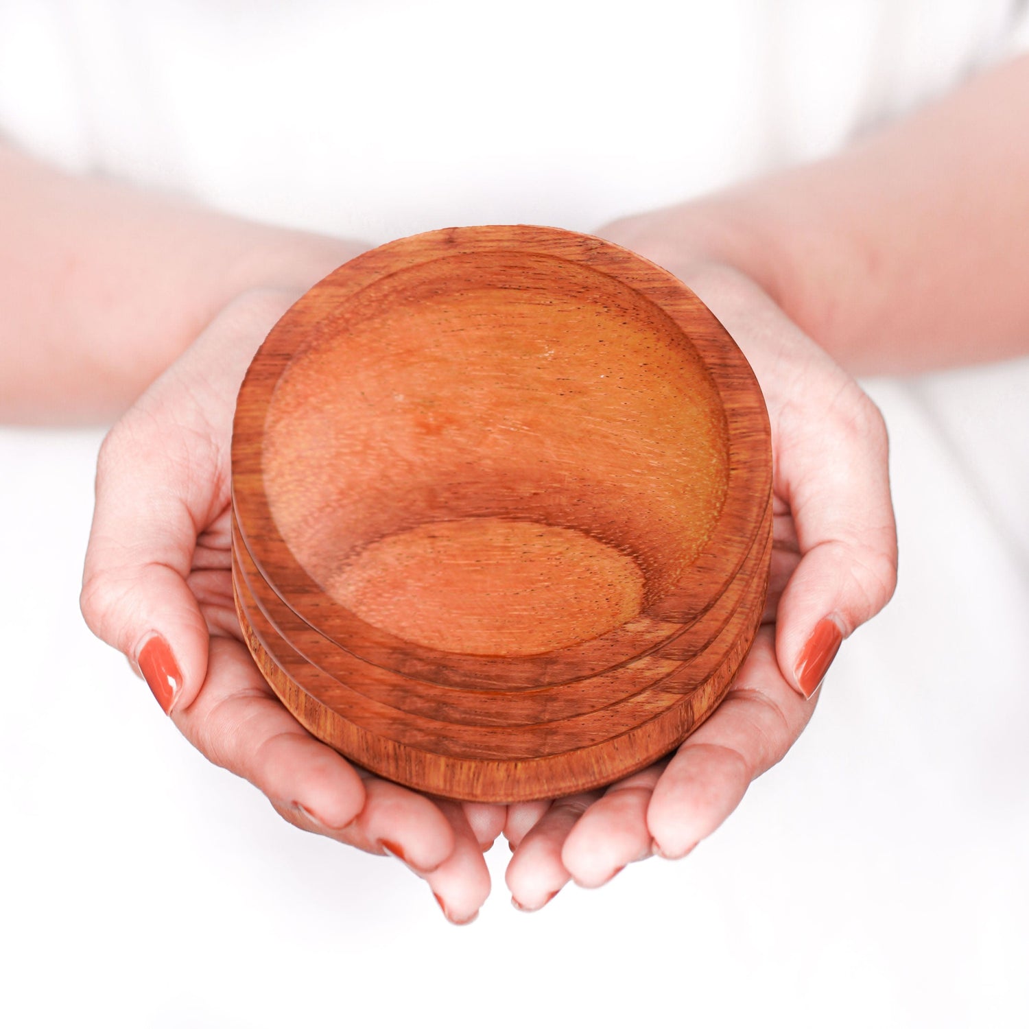 4-Pc Acacia Wood Round Coaster Set